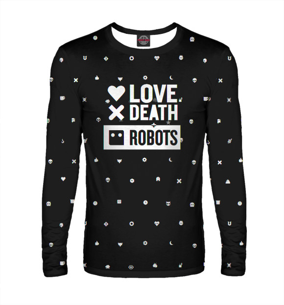 Мужской лонгслив с изображением Love, Death + Robots logo цвета Белый