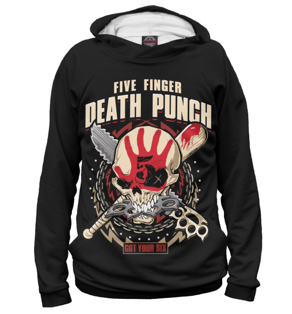 Мужское худи с изображением Five Finger Death Punch цвета Белый