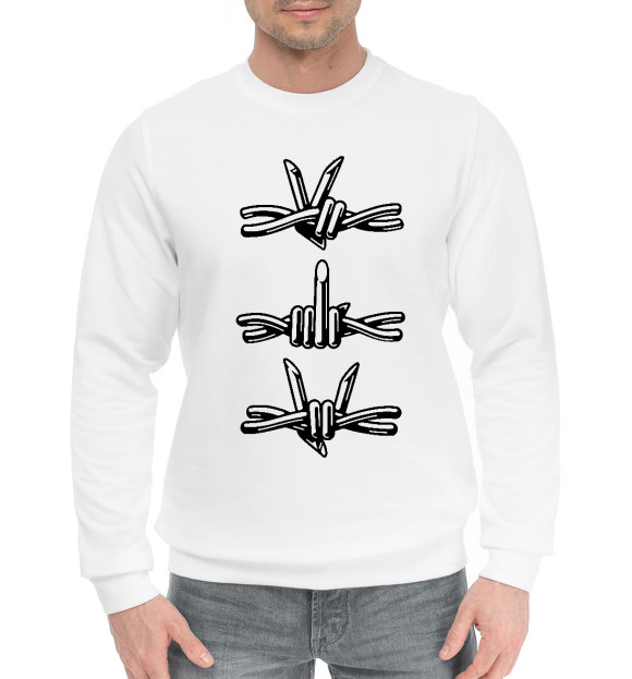 Мужской хлопковый свитшот с изображением PFM цвета Белый