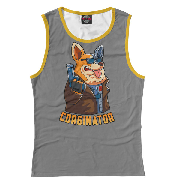 Майка для девочки с изображением Corginator цвета Белый