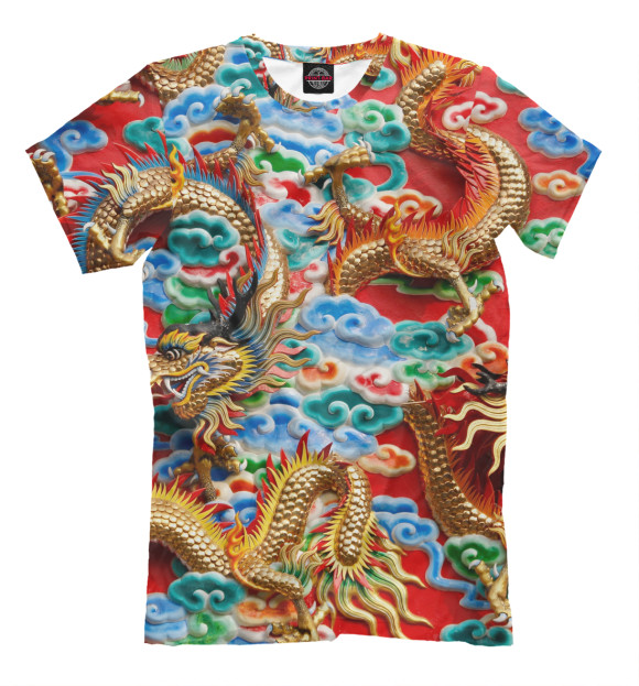 Мужская футболка с изображением Dragon цвета Молочно-белый