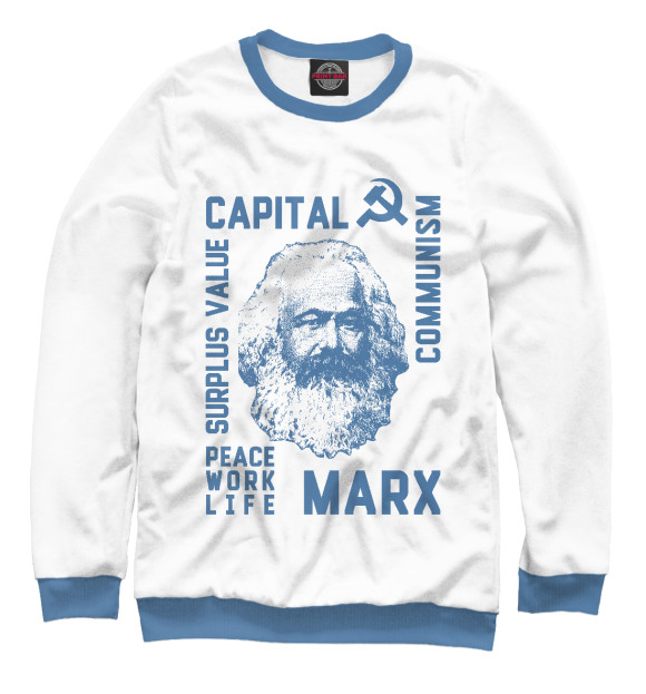 Женский свитшот с изображением Карл Маркс цвета Белый