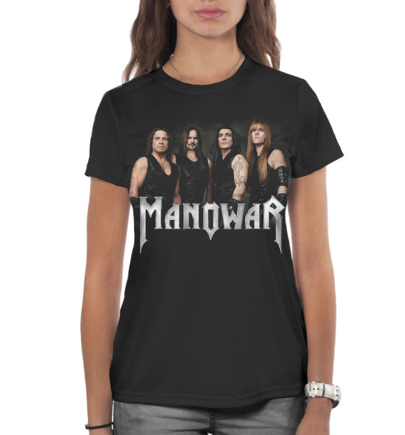 Женская футболка с изображением Manowar цвета Белый