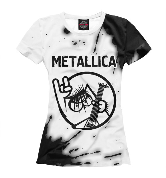 Женская футболка с изображением Metallica - Кот цвета Белый