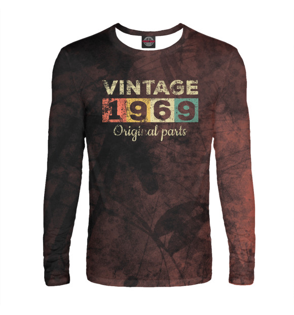 Мужской лонгслив с изображением Vintage 1969 цвета Белый