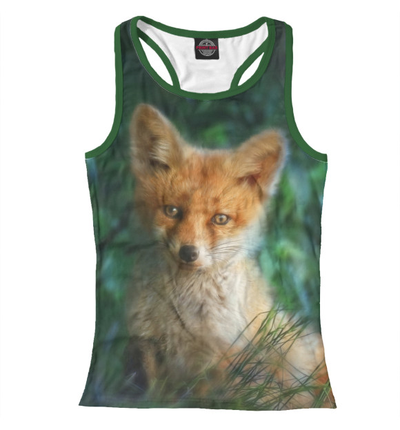 Женская майка-борцовка с изображением Лисенок цвета Белый
