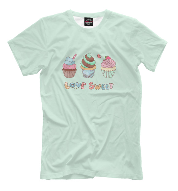 Мужская футболка с изображением Love sweet цвета Бежевый