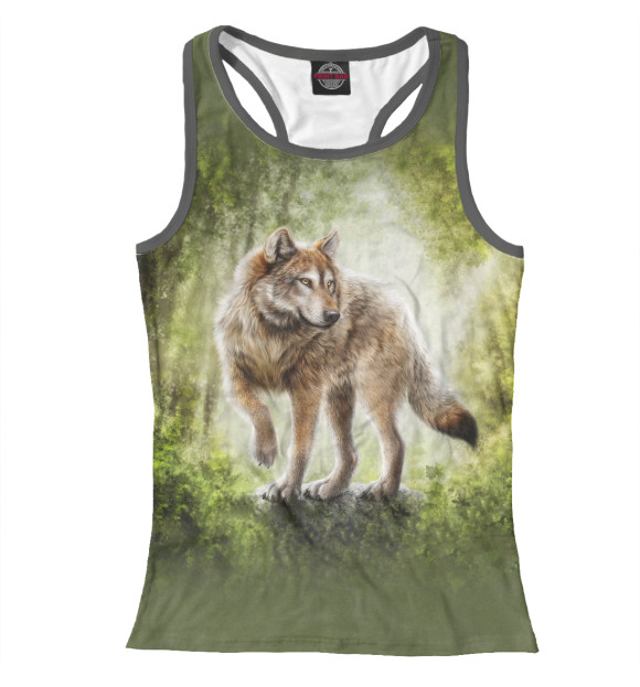 Женская майка-борцовка с изображением Волк цвета Белый