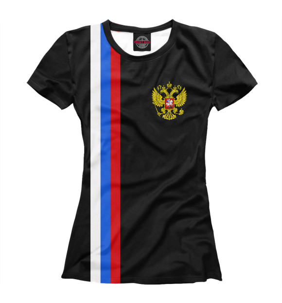 Футболка для девочек с изображением Флаг и герб России / Line Collection цвета Белый