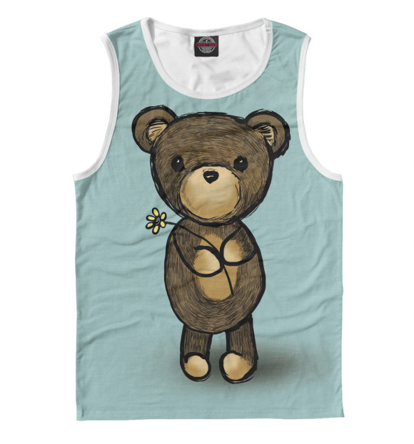 Мужская майка с притом Мишка цвета Белый Мужская майка с изображением Мишка цвета Белый