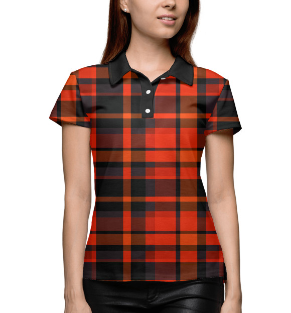 Женское поло с изображением В клетку цвета Белый