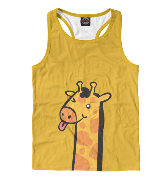 Мужская майка-борцовка с притом Весёлый жираф цвета Белый Мужская майка-борцовка с изображением Весёлый жираф цвета Белый