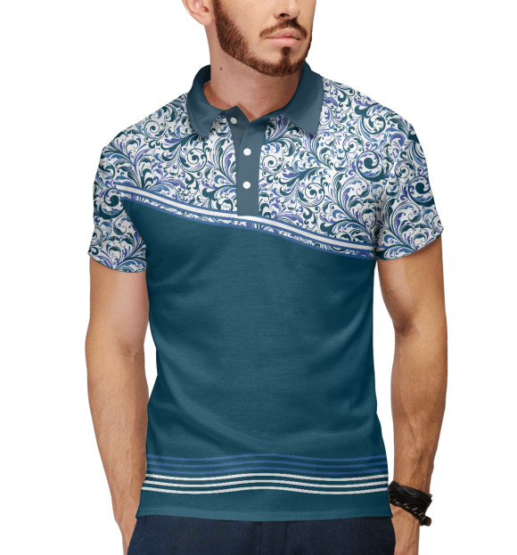 Мужское поло с изображением Цветочные фантазии цвета Белый