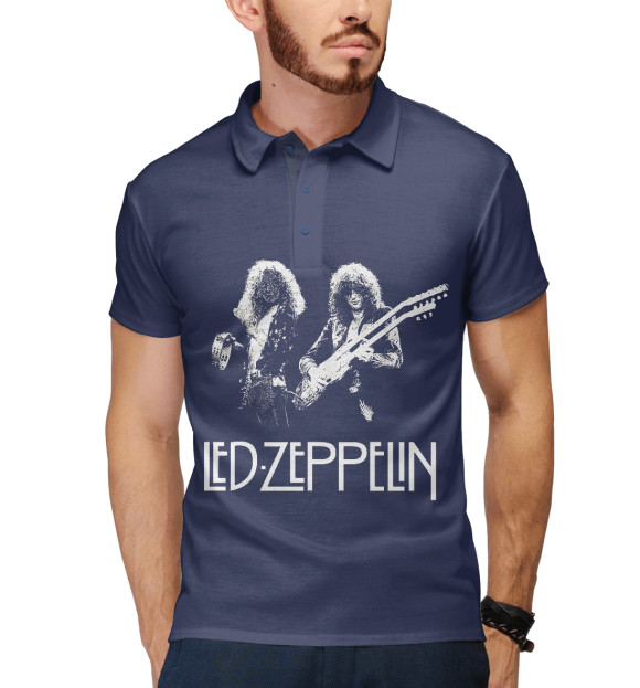 Мужское поло с изображением Led Zeppelin цвета Белый