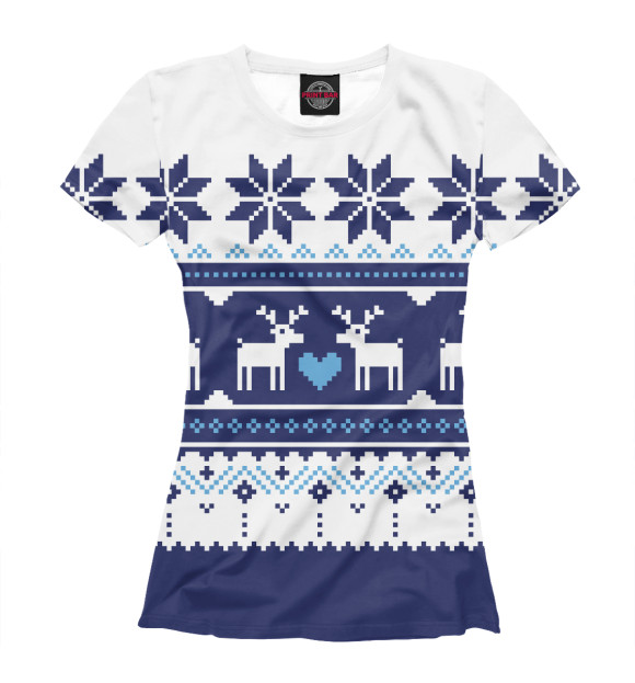 Футболка для девочек с изображением Свитер С Оленями цвета Белый