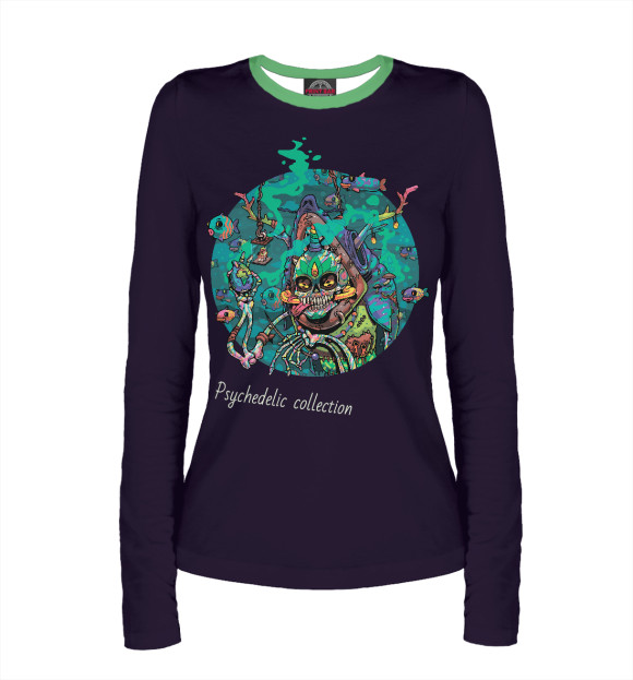 Женский лонгслив с изображением Psychedelic collection page 0.1 цвета Белый