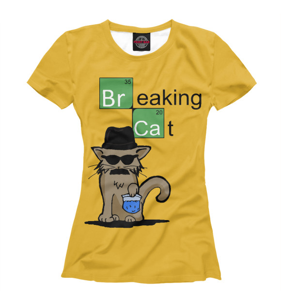 Женская футболка с изображением Breaking Cat цвета Белый