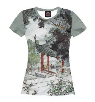 Женская футболка Китайский акварельный рисунок