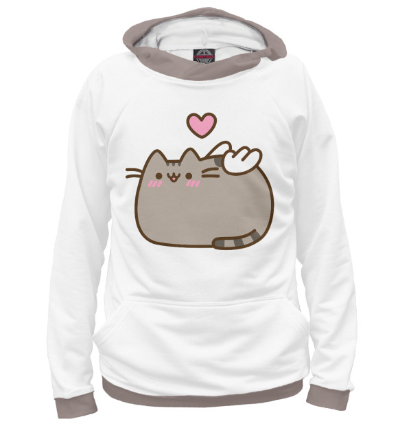 Худи для девочки с изображением love pusheen цвета Белый