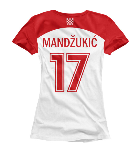 Женская футболка с изображением Марио Манджукич - Сборная Хорватии цвета Белый