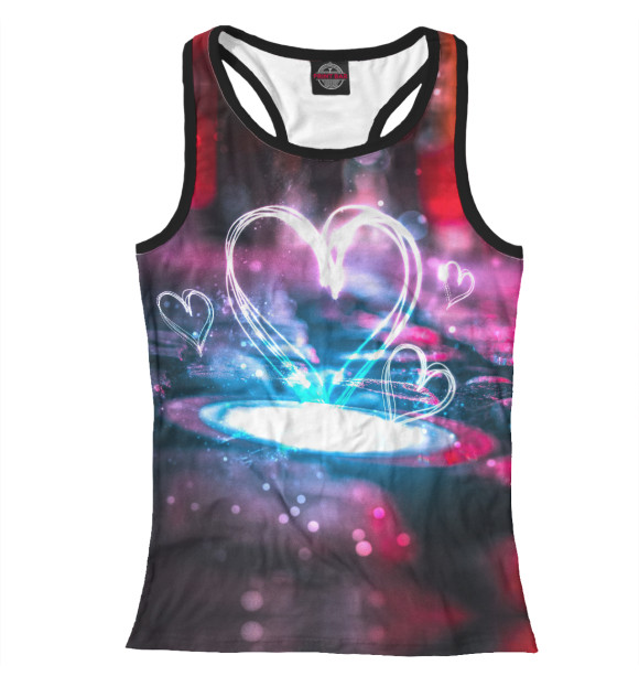 Женская майка-борцовка с изображением Светящееся Сердце цвета Белый