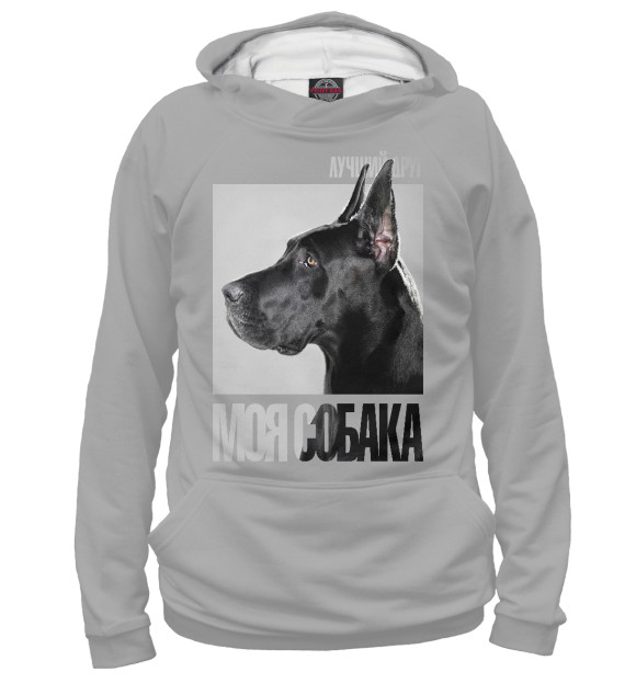 Мужское худи с изображением Немецкий дог цвета Белый