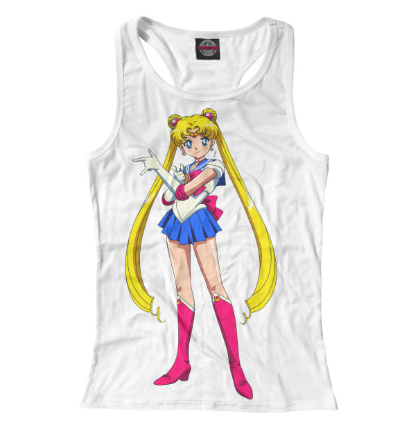 Женская майка-борцовка с изображением Sailor Moon цвета Белый