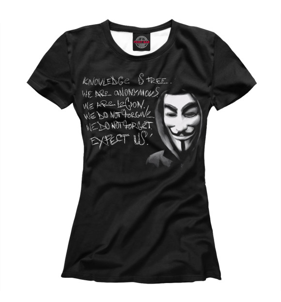 Женская футболка с изображением Anonymous - One цвета Белый