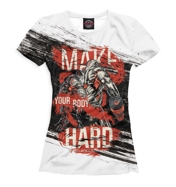 Футболка для девочек с изображением Бодибилдинг цвета Белый