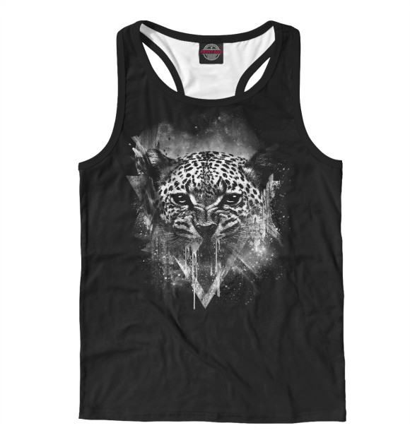 Мужская майка-борцовка с изображением Леопард цвета Белый