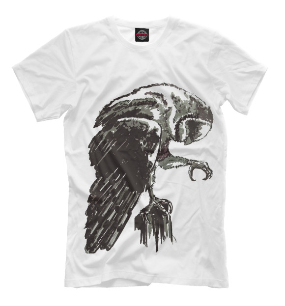 Мужская футболка с изображением Графическая сова цвета Белый