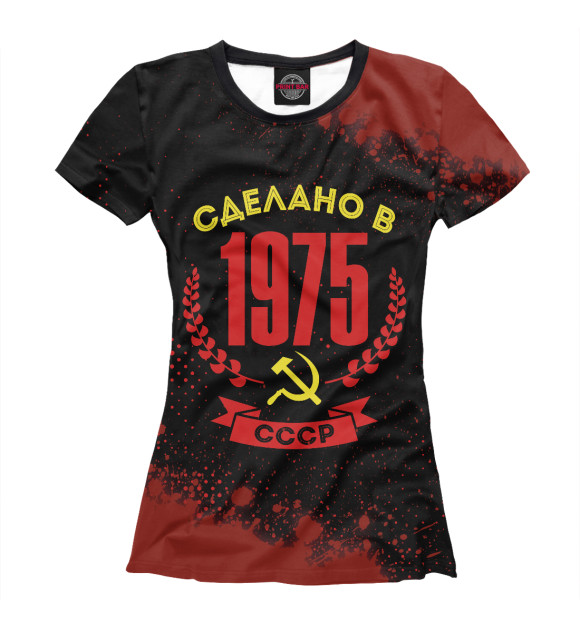 Женская футболка с изображением Сделано в 1975 году в СССР красный цвета Белый