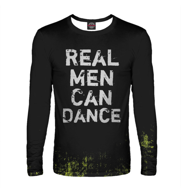 Мужской лонгслив с изображением Real Men Can Dance цвета Белый