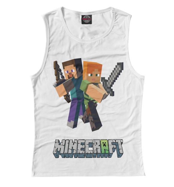 Майка для девочки с изображением Minecraft цвета Белый