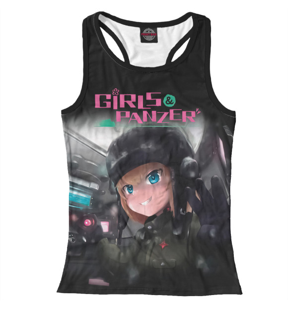 Женская майка-борцовка с изображением Девушки и танки цвета Белый