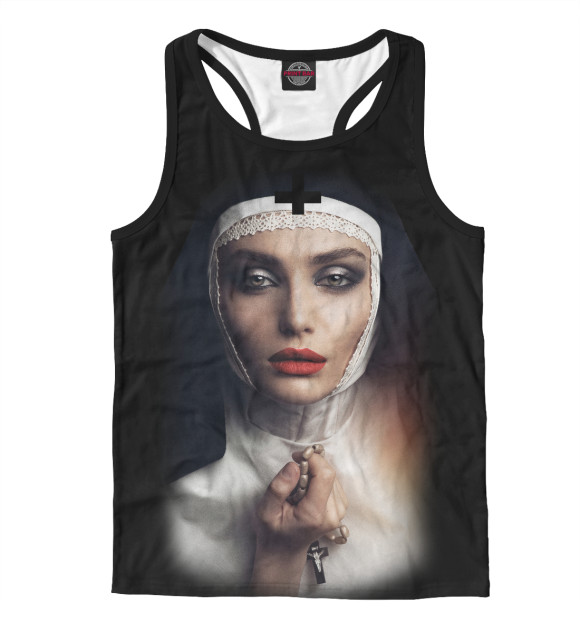 Мужская майка-борцовка с изображением NUN цвета Белый