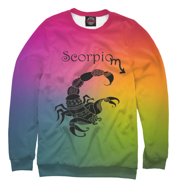 Свитшот для девочек с изображением Скорпион (Scorpio) цвета Белый