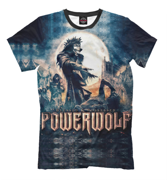 Мужская футболка с изображением Powerwolf цвета Молочно-белый
