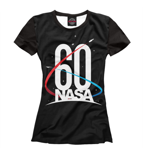 Футболка для девочек с изображением NASA 60 лет цвета Белый