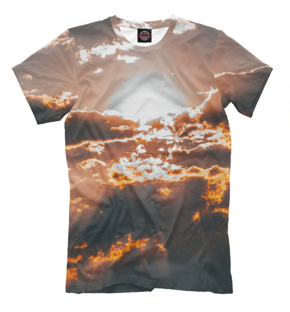 Мужская футболка с изображением Солнце и облака цвета Молочно-белый