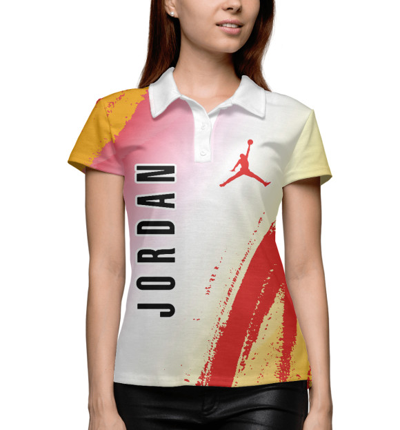 Женское поло с изображением Air Jordan (Аир Джордан) цвета Белый