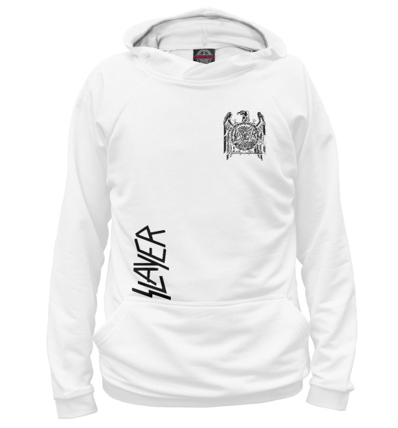 Мужское худи с изображением Slayer цвета Белый