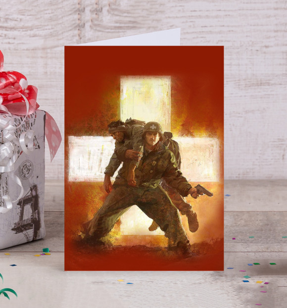 Открытка с изображением Военный врач цвета Белый