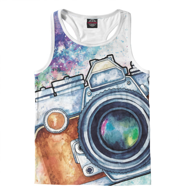 Мужская майка-борцовка с изображением Фото цвета Белый