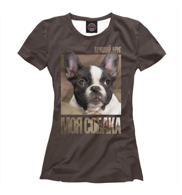 Футболка для девочек с изображением Бостонский терьер цвета Белый