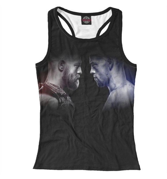 Женская майка-борцовка с изображением Conor McGregor vs. Nate Diaz цвета Белый