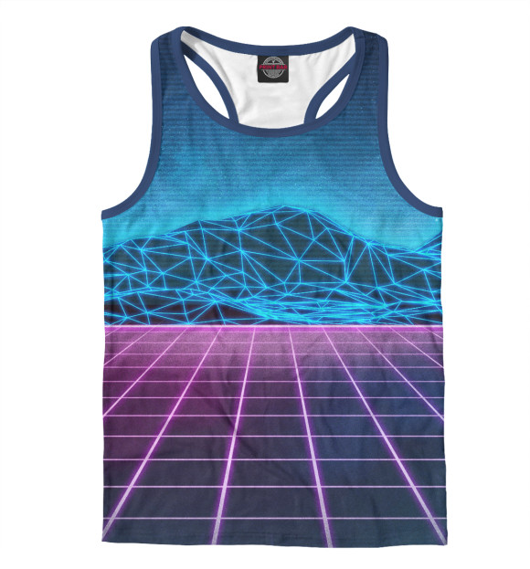 Мужская майка-борцовка с изображением synthwave цвета Белый