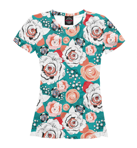 Женская футболка с изображением Розы цвета Белый