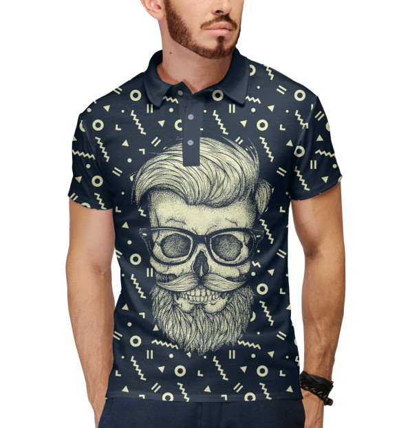 Мужское поло с притом Hipster is Dead цвета Белый Мужское поло с изображением Hipster is Dead цвета Белый