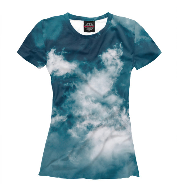 Женская футболка с изображением Облака цвета Белый